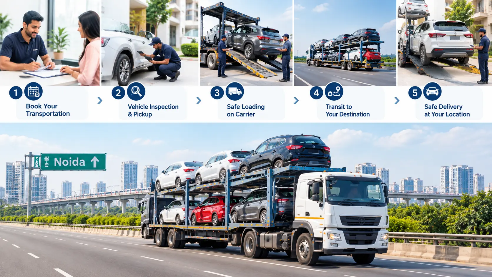 Car transportation process in Noida