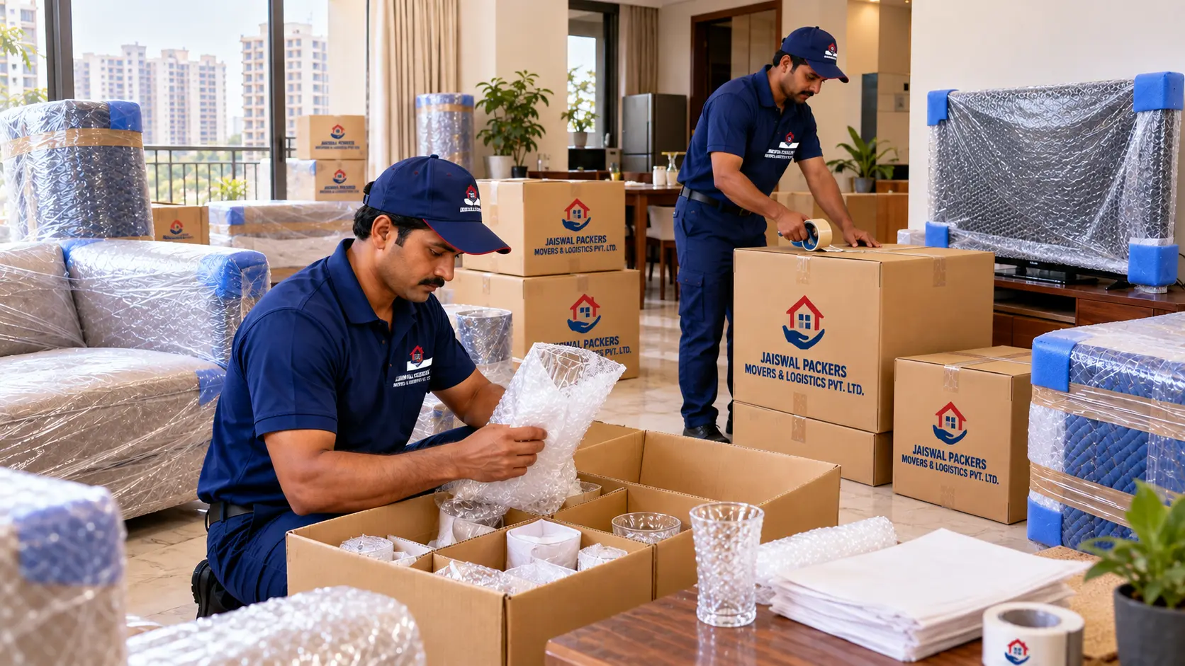 Organized apartment move in progress in Noida